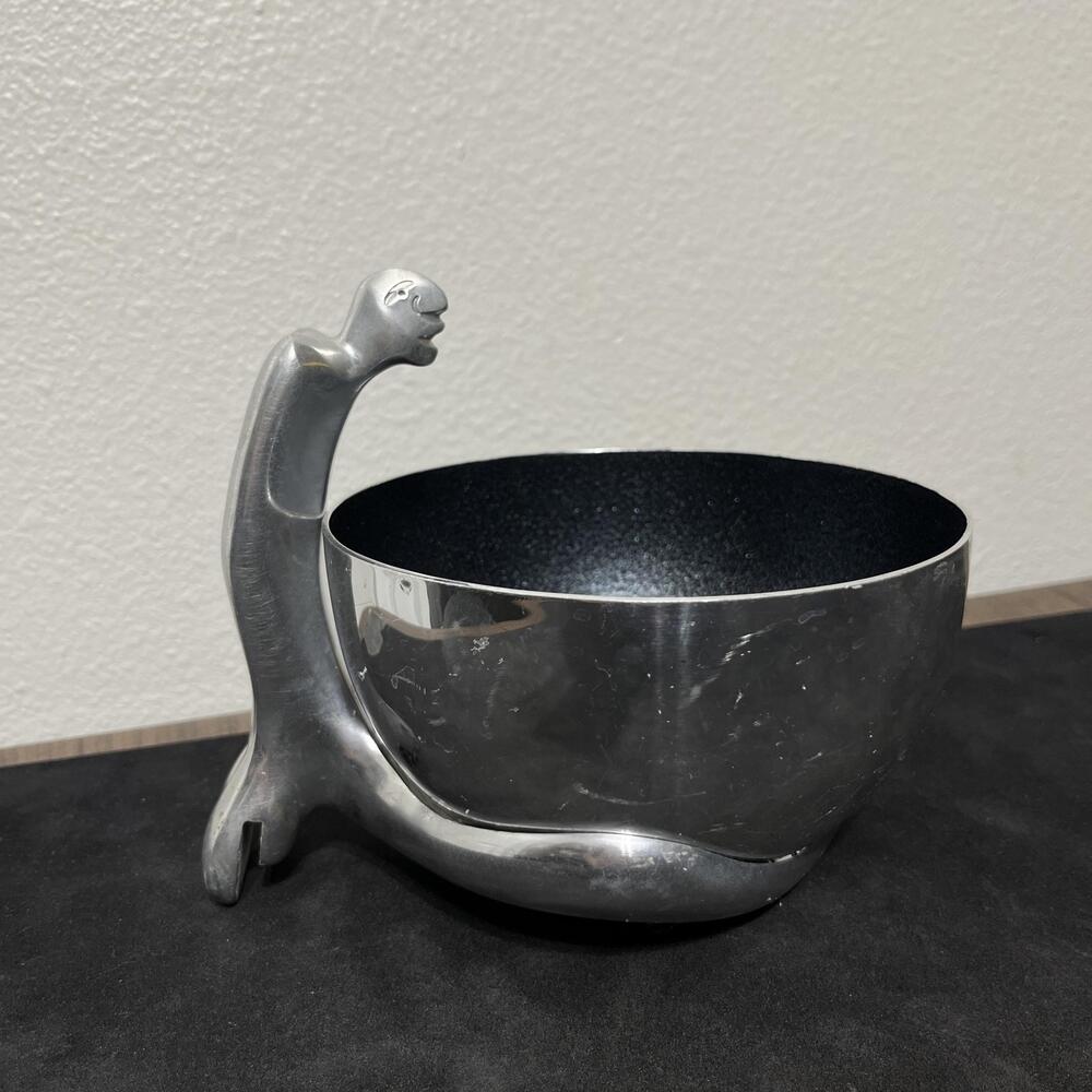 Carrol Boyes Silver Aluminum Serving Bowl Modern Figurative Stand Art Decor